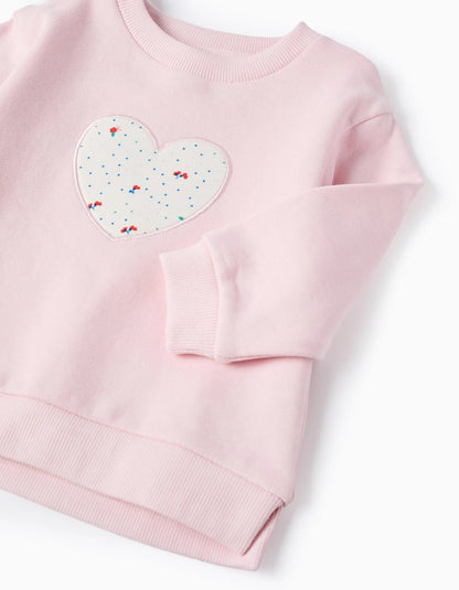 Cotton Sweatshirt for Baby Girls 'Heart', Pink