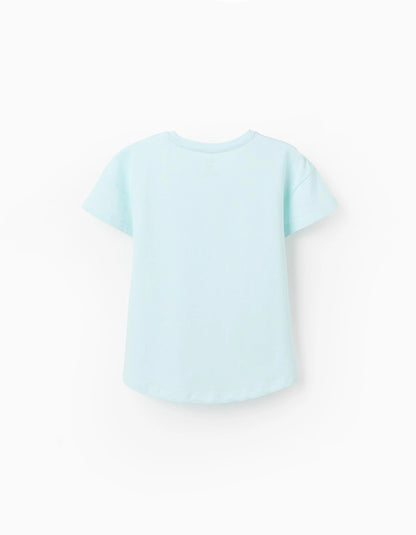 Cotton T-shirt for Girls 'Waves', Aqua Green