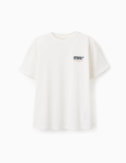 Cotton T-shirt for Boys 'Sea', White