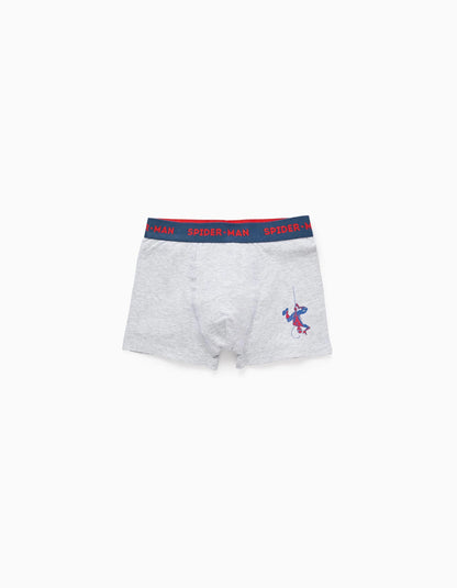 Pack of 4 Plain/Printed Boxer Shorts for Boys 'Spider-Man', Multicolour
