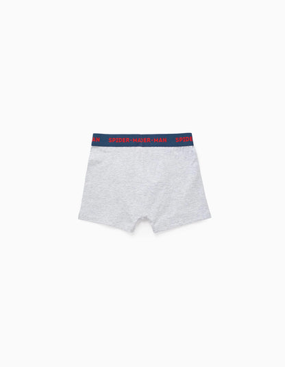 Pack of 4 Plain/Printed Boxer Shorts for Boys 'Spider-Man', Multicolour