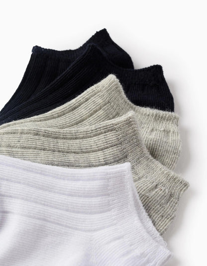 Pack of 5 Pairs of Ribbed Ankle Socks for Baby Boys, Multicolour