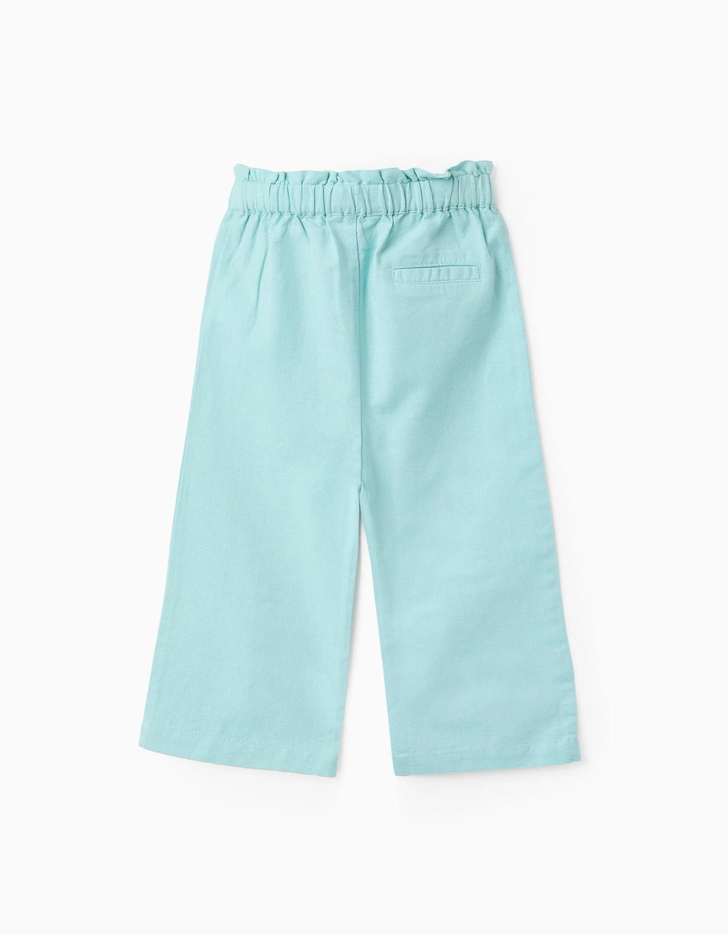 Cotton and Linen Trousers for Baby Girls, Light Blue