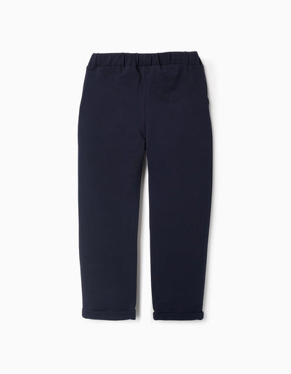 Trousers with Creases and Bow at the Waist for Girls, Dark Blue