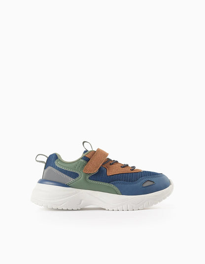 Trainers for Boys 'ZY Superlight Runner', Blue/Green/Camel