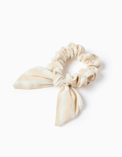 Scrunchie for Babies and Girls, White/Beige