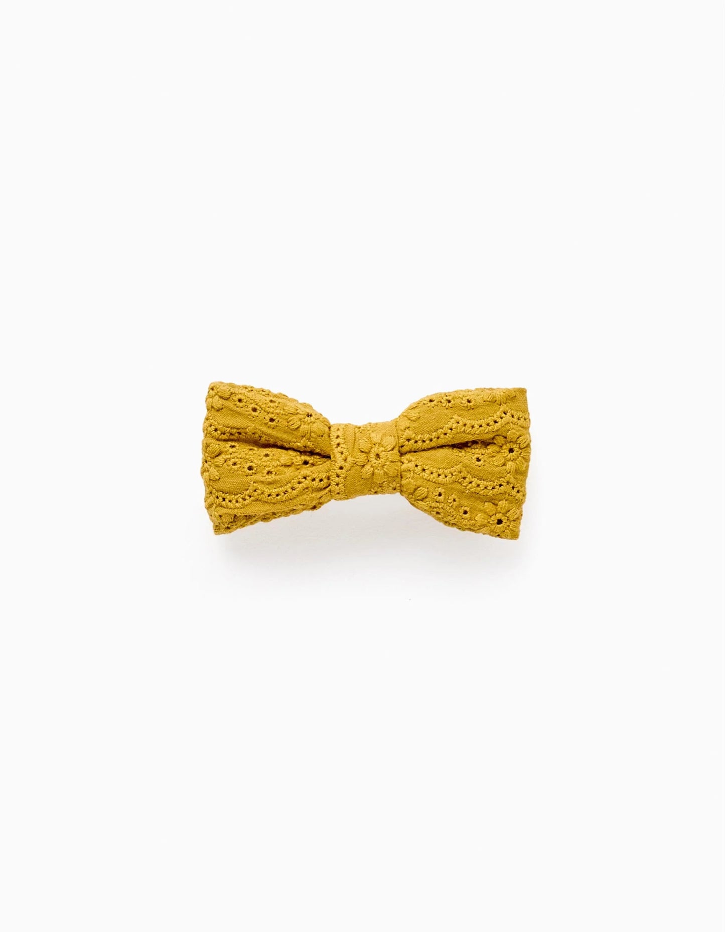 Hair Slide with Broderie Anglaise Bow for Baby Girls, Yellow