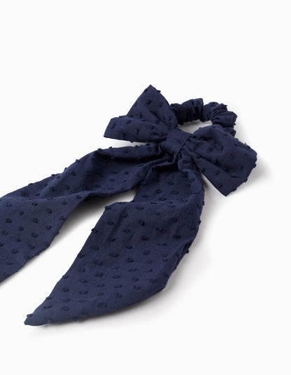 Scrunchie with Plumeti Bow for Babies and Girls, Dark Blue