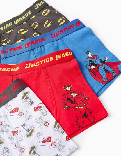 Pack of 4 Boxer Shorts for Boys 'Justice League', Multicolour