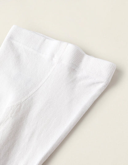 Cotton Anti-Pilling Tights for Baby Girls, White