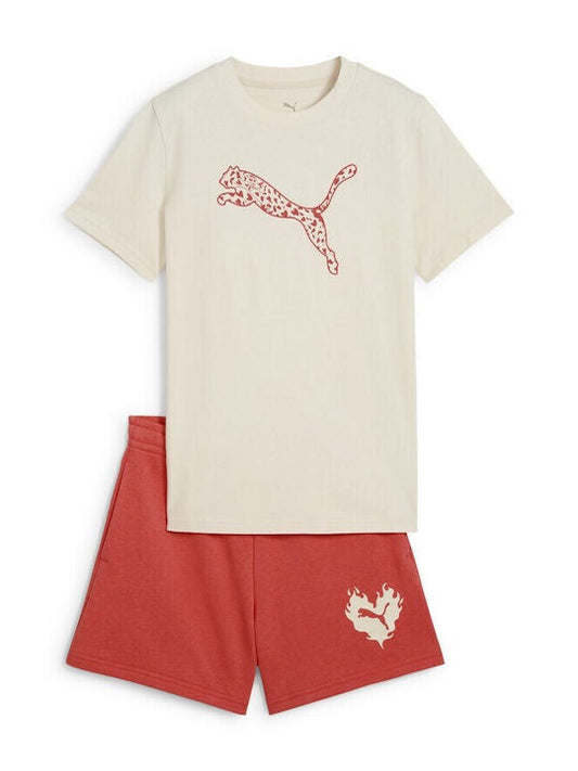 FLAMING LOVE Tee & Shorts Set Girls